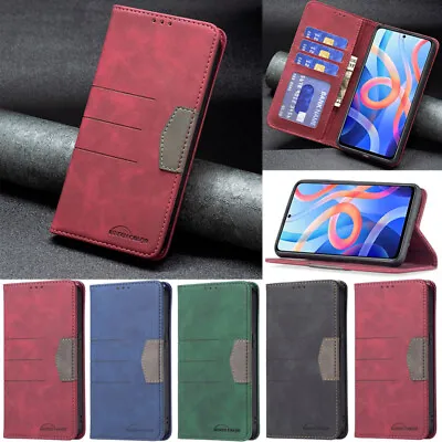 Matte Wallet Splice Leather Flip Cover Case For Xiaomi Redmi Note 10 10A 9C 10C • $14.95