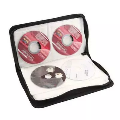 80Disc CD Holder DVD Case Storage Wallet VCD Organizer Faux-Leather Black O5W6 • $14.62