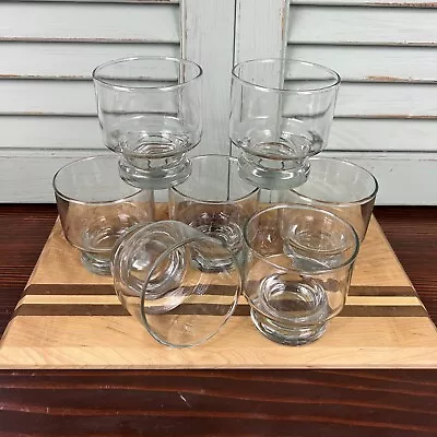 Set Of 7 Vintage Stackable Rocks Whiskey Lowball Glasses MCM Post Modern Curvy • $35