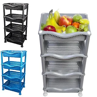 4 Tier Vegetable Fruit Storage Basket Rack Kitchen Utility Stacking Stackable • £13.49