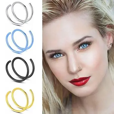 $1.72 • Buy Nose Rings SurgicalSteel Hoop Lip Ear Face Fake Septum Helix Piercing Small S1O3