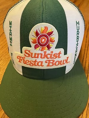 Vintage Sunkist Fiesta Bowl Miami Hurricanes Snapback Hat Cap Nylon Made In USA • $49.99