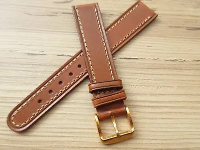Tan Brown Leather 18mm Watch Strap White Stitching Gold Or Silver Buckle • £4.49