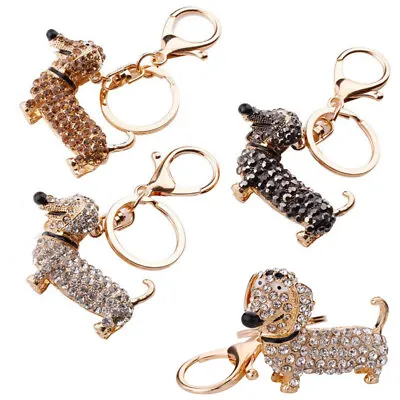 Purse Pendant Crystal Keychain Dog Dachshund Car Holder Fashion Key Ring Gift • $7.26