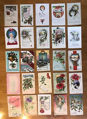 Lot Of  25 Antique Christmas Variety Postcards - Early 1900s - Embossed Child • $14