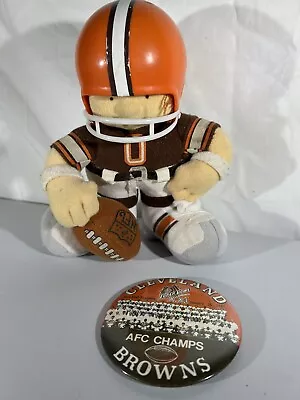 Vintage NFL Huddles Cleveland Browns Mascot Doll Plush 7 -8  80s + Vintage Pin • $50