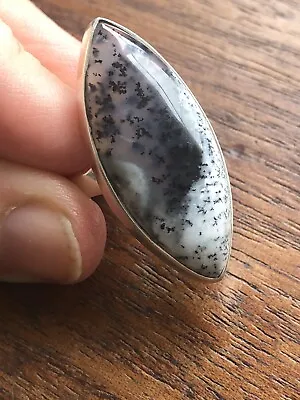 Vintage Antique Modernist Dendritic Agate 925 Sterling Silver Ring Size 5 • $75