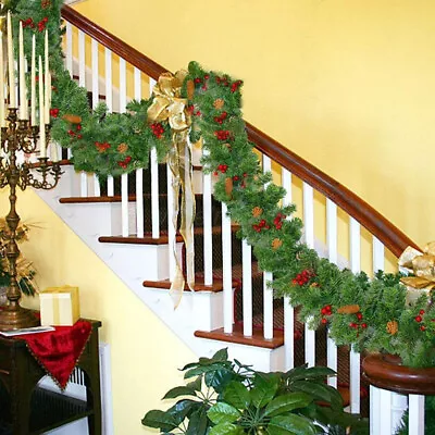 9ft Christmas Xmas Tree Garland Rattan With LED Lights Stair Door Wreath Decor • $13.02