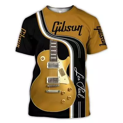 Hot Men's T-Shirt Graphic Print Gibson Guitar Inspired Design Tee - Sizes XS-6XL • $29.57