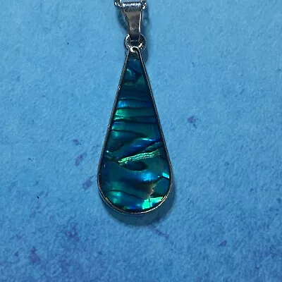 Mermaid’s Tear Drop - Abalone Shell - Pendant Necklace With Silver Tone Chain • $16.15