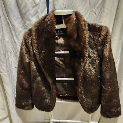 Mossimo Super Soft Women’s M Brown Faux Fur Jacket Mob Wife Style  • $45