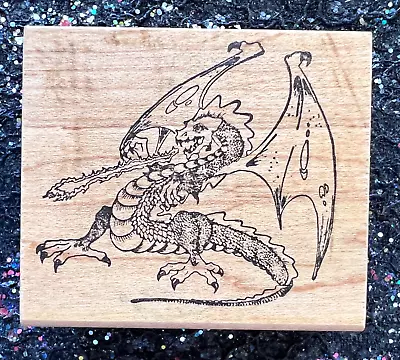 Vintage Rubber Stamp  Fire Breathing Dragon  By Rubber Duck   2 1/4 X 2 1/2  • $7.50