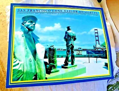Vintage Poster San Francisco Lone Sailor Memorial Us Navy Merchant Marine Corps • $49.99