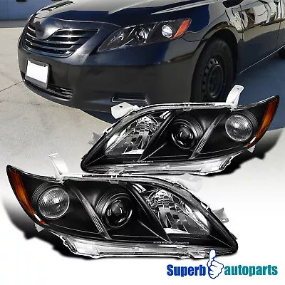 Fits 2007-2009 Toyota Camry Projector Headlights Black Head Lamps 07-09 Pair • $75.98