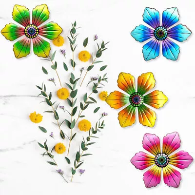 4PCS Metal Flower Fence Ornament Garden Decoration Wall Art Hanging Sculpture • £3.91