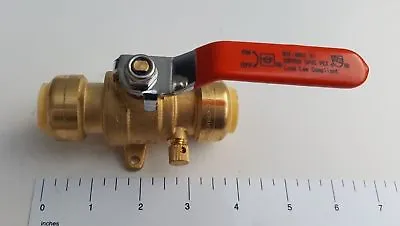 1) 3/4  Push Fit Ball Valve With Drain And Drop Ear Lead Free • $10.99