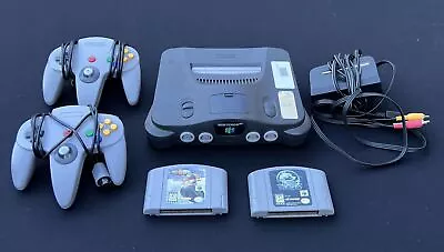 Nintendo 64 N64 Console Bundle W/ 2 Controllers Mortal Kombat Sub Zero • $211.95