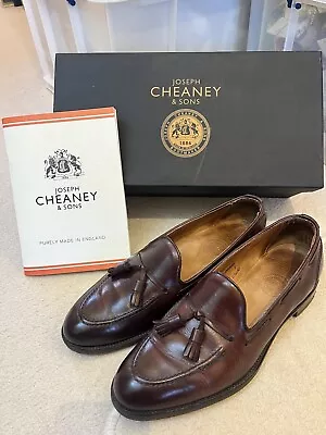 Cheaney Harry Tassel Loafer In Burgundy Calf Leather Size 8 • £96