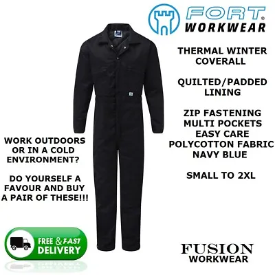 £38.95 • Buy Thermal Coveralls,quilted Overalls,padded Lining,winter.warm Navy Blue,fort 377 
