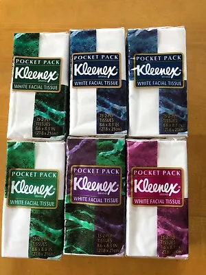 KLEENEX Pocket Pack Travel Size Tissues 6  Packages NOS 1995 Vintage • $12.99