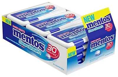 Mentos Clean Breath Hard Mints Sugar Free Candy Peppermint Bulk Pack Of 12 • $28.96