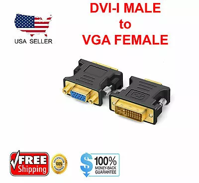 DVI-I Male Analog (24+5) To VGA Female (15-pin) Connector Adapter Desktop PC A++ • $2.57