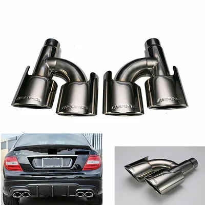 C63 Exhaust Muffler Tips AMG For C250 C300 C350 Mercedes W204 W211 C-Class SS304 • $135.99