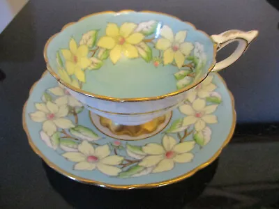 Vintage Royal Stafford English Bone China Gold Gilt Dog-Wood Tea Cup Saucer ASIS • $35