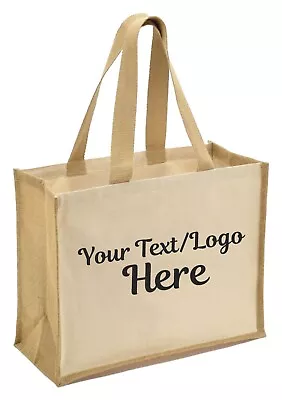 Personalised Your Text/Logo Jute Mini Gift Bag Ladies Hand Carry Handle Shopping • £9.99