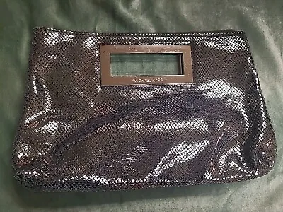 MICHAEL KORS Clutch Purse Berkeley Silver & Black Genuine Patent Leather Bag  • $30