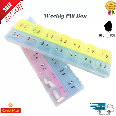 Weekly Daily Pill Box Organiser Tablet Medicine Storage Dispenser 7 Day Night UK • £3.99