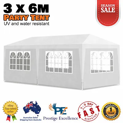 $129.43 • Buy Outdoor Garden Gazebo Wedding Party Tent 3x6m Marquee Canopy Camping Shade White