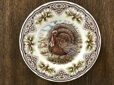 Victorian English Pottery Edward Challinor Dessert Plate Thanksgiving Turkey WOW • $17.99