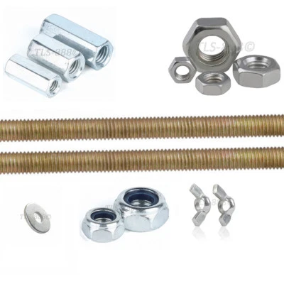 £8.15 • Buy M4 M8 All Full Thread Threaded Rod Bar Stud Connectors Nuts Nylocs Washers Zinc