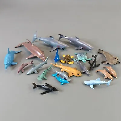 Plastic Animal Figures Lot Of 20 Sea Creatures Sharks Dolphins Turtles Wales • $14.99