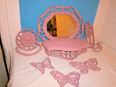 Vintage Home Interior Pink Bamboo Mirror 8 Piece Set • $29.99