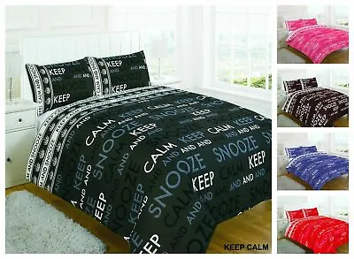 Keep Calm & Snooze Printed Duvet Cover Bedding Set Single Double King Size Bed • £14.49