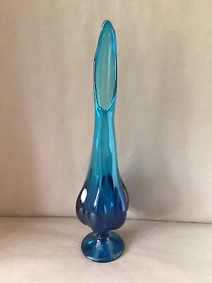 Viking Epic 6 Petal #1435 *bluenique* Glass Footed 19” Swung Vase Mcm **vgc** • $149