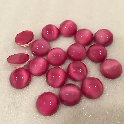 AN977 Beautiful Vintage 13mm Deep Rose Round Glass Moonstone Cabochons (16) • $5.99