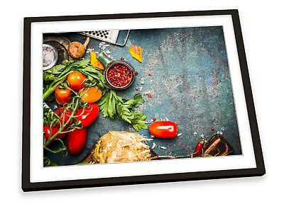 Fresh Food Ingredients Cafe FRAMED ART PRINT Picture Poster Artwork • £10.99