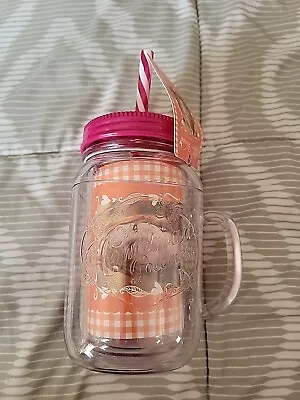 Pioneer Woman Mason Jar Handle Cup Lid Straw ''Simple Homemade Goodies'' 16oz • $16.99