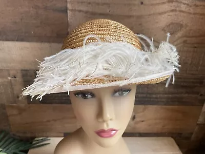 Vintage Ladies Women’s Hat Weaved Straw W/ Feathers • $9.50