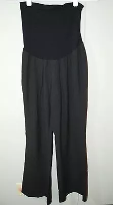 MIMI Maternity Full Stretch Belly Panel - Black Stripe Career Work Pants Size L • $9.75