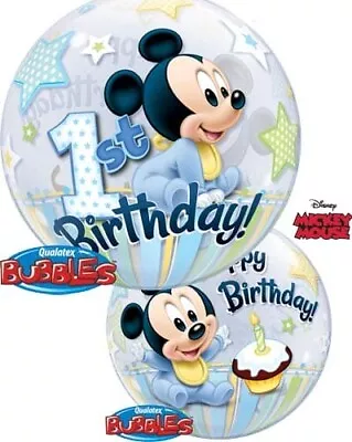 Qualatex 22 Inch Baby Mickey Mouse 1st Birthday Single Bubble Balloon • £4.99