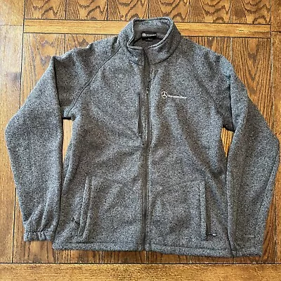 Mercedes Benz Jacket Mens Large Gray Fleece Zip Up Logo Pockets Casual Car Auto • $32.95