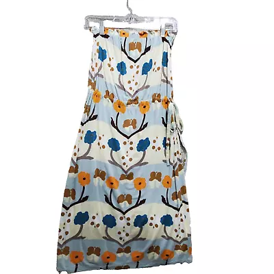 Marimekko Dress Women's Small Blue Orange Floral Drawstring Tube Top Casual • $39.60