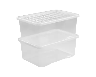 45 Litres Clear Crystal Plastic Large Storage Box With Lid Home Office UK Made • £8.95