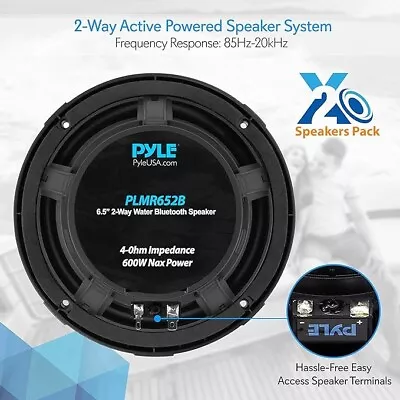 6.5  Marine Waterproof Outdoor Boat In Wall Speakers Pyle PLMR652 600w Pair • £39.99