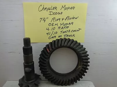 Chrysler Mopar 7- 1/4 4.10 Ratio 41-10 Ring & Pinion 27 Spline 9 Bolt Cover Oem • $122