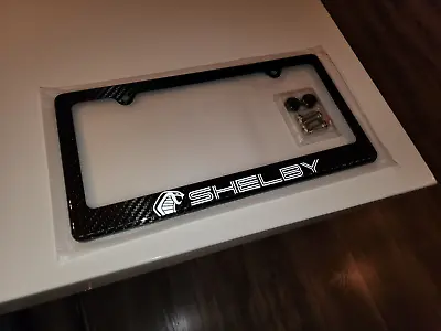 Reflective Shelby Mustang Real 3K Black 100% Carbon Fiber License Plate Frame  • $45